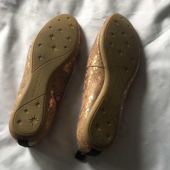 Karl Lagerfeld | Snakeskin-Embossed Leather Ballet Flats - Picture 9 of 10